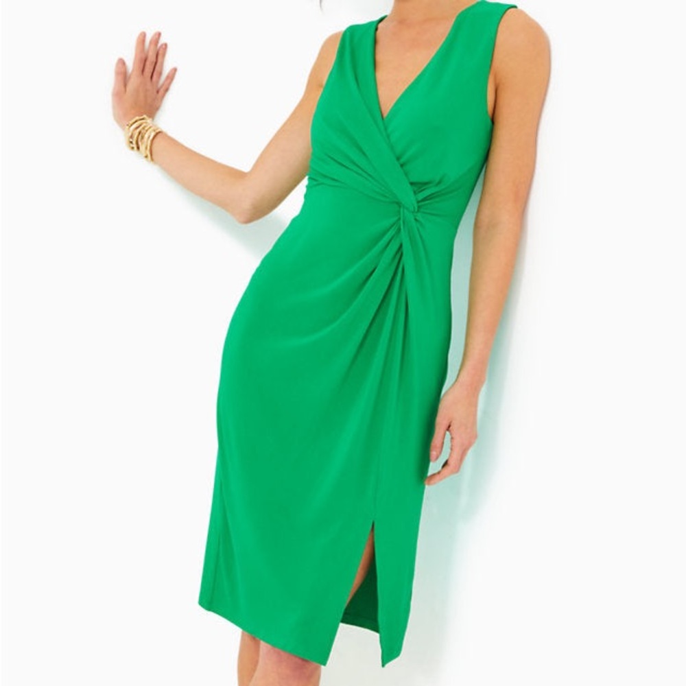 Lilly Pulitzer • Odella V-neck Midi Dress in Brazilian Green - Picture 2 of 14